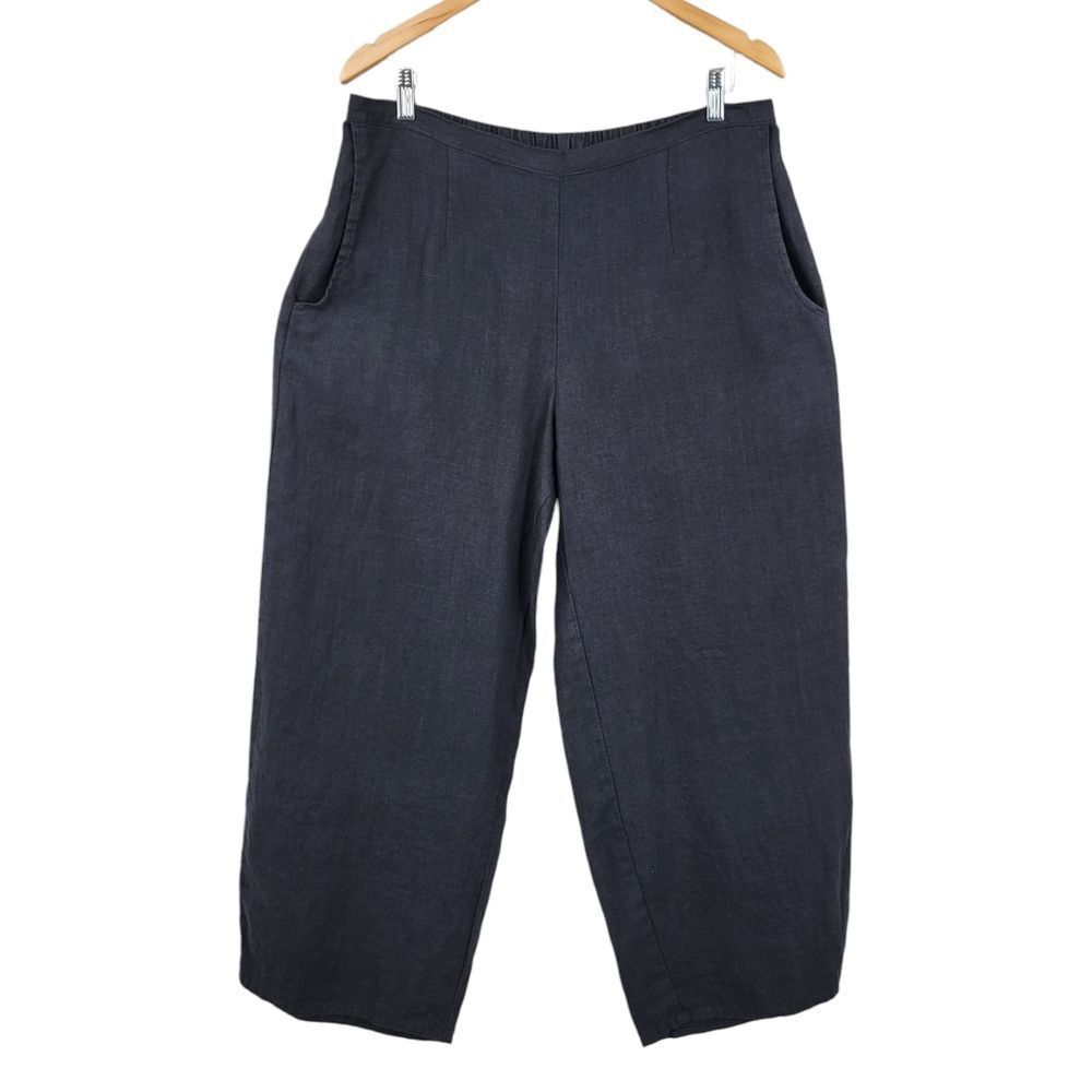 Flax Wide-Leg Linen Pants in Charcoal